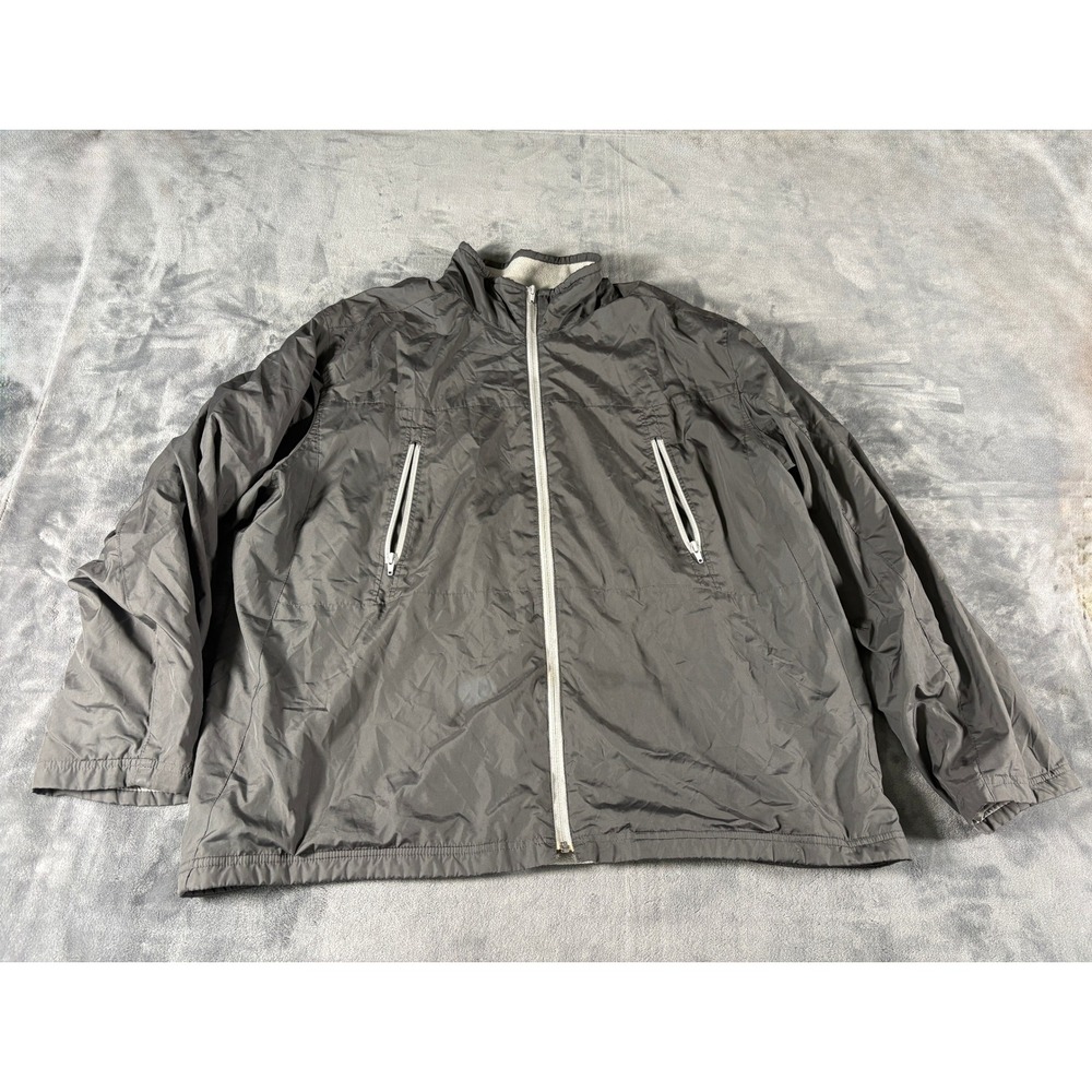 Gap Mens Full Zip Fleece Lined Jacket XXL Gray Solid Lightweight Windbreaker